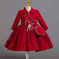 New in stock three-piece girls' dress set: long-sleeve wedding dress, piano recital dress, girl's dress