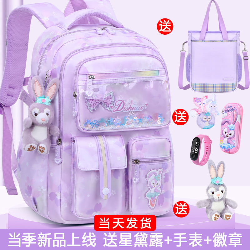 Girls' school backpack - new 2026 model for grades 1-6 - lightweight, ergonomic, and spine-protecting backpack for elementary school students