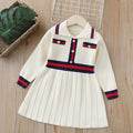 fall/winter new girls' dress, autumn children's sweater dress, stylish baby girl preppy princess dress