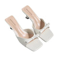 French square toe small sandals thin heel high heels women 2025 summer new arrival bows one-line slippers half slippers