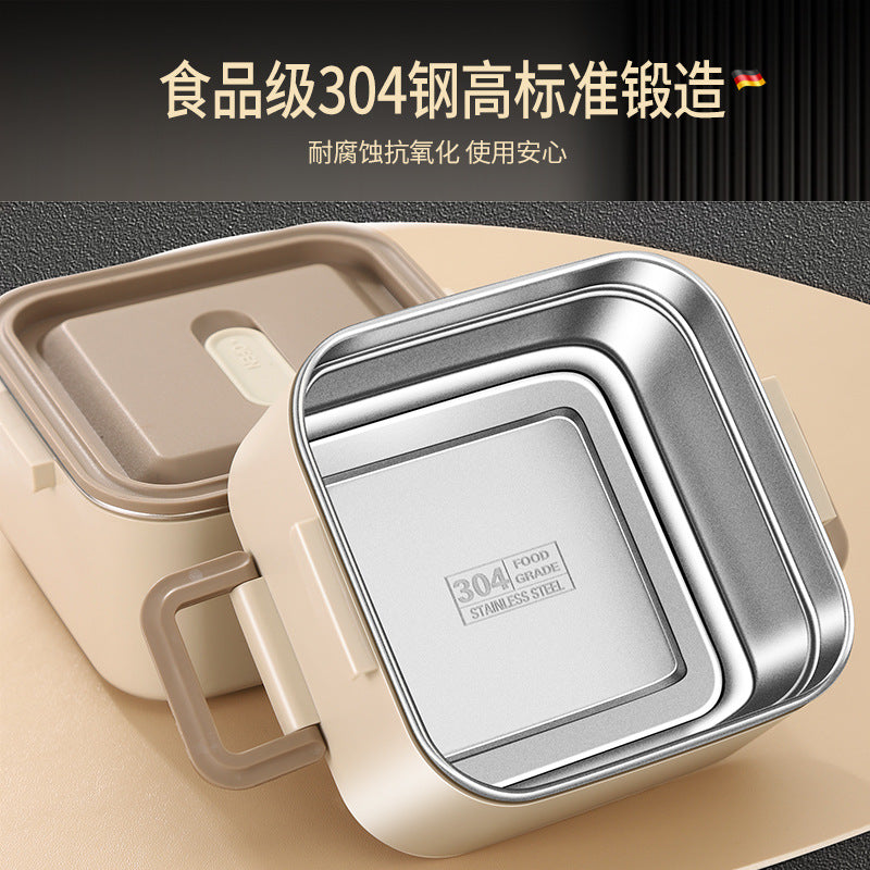 304 stainless steel layered thermal insulation lunch box can be heated in microwave oven, office workers bring rice, light and divided bento lunch box