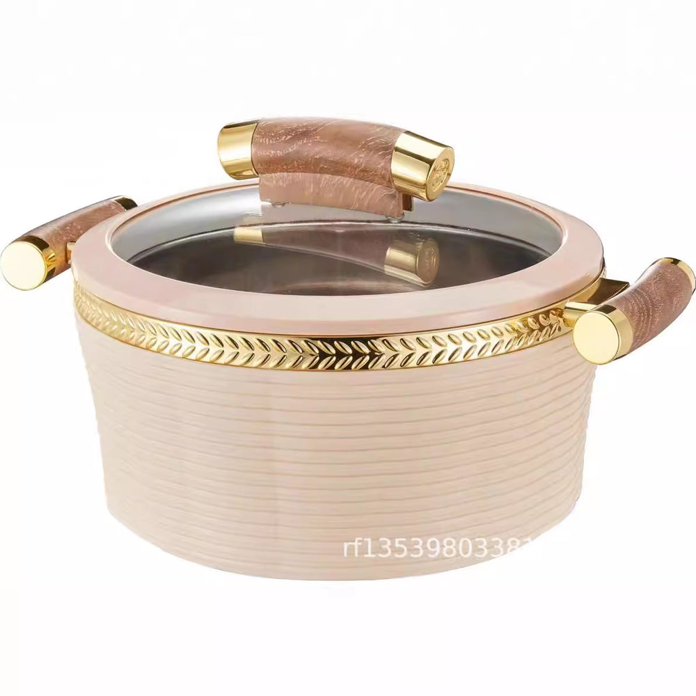 3pcs striped gold edge thermal insulation box 0.8l-2.0l-3.5l food warmer thermal insulation tableware