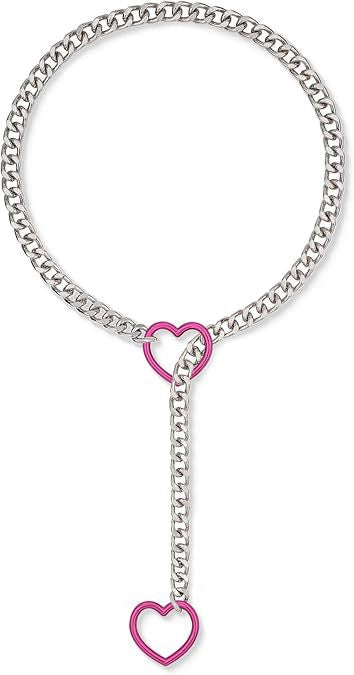 2024 new cross-border multi-color heart & o-ring adjustable punk cuban long necklace - couple's style