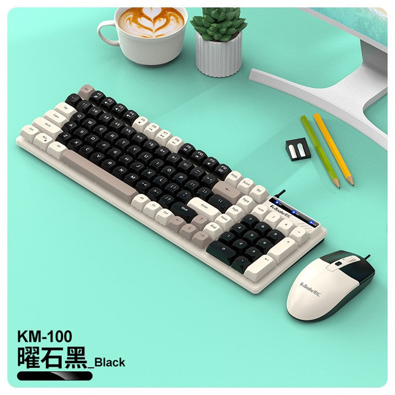 Viper km100 wired keyboard and mouse combo - mechanical feel, color matching, usb, for office, pc, and laptop