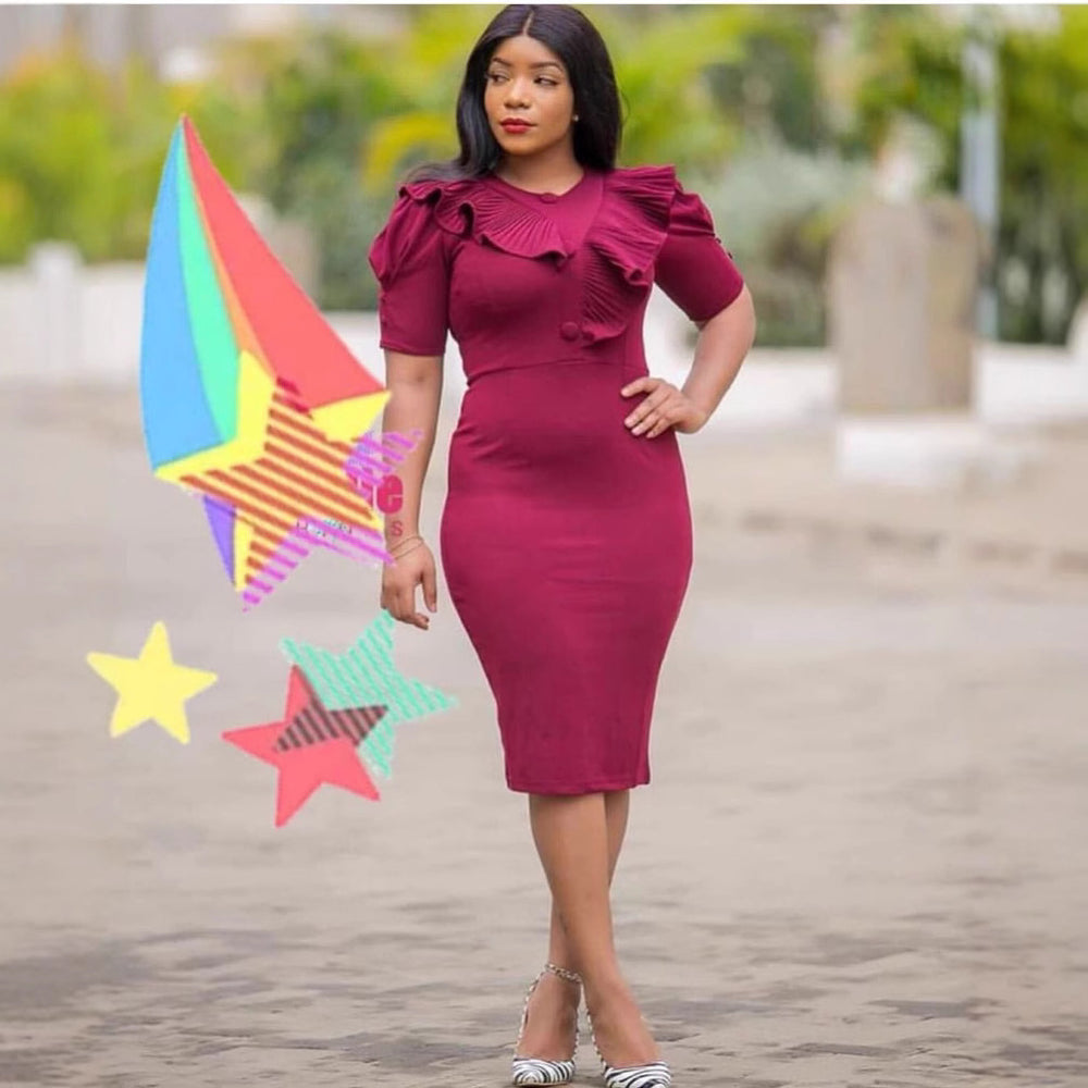 e-commerce, , , pencil skirt, plus-size african women's clothing, ol (office lady) commuter style, solid color dress