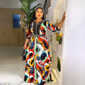 e-commerce   new print dress african plus size women's hotfix rhinestone beaded maxi dress