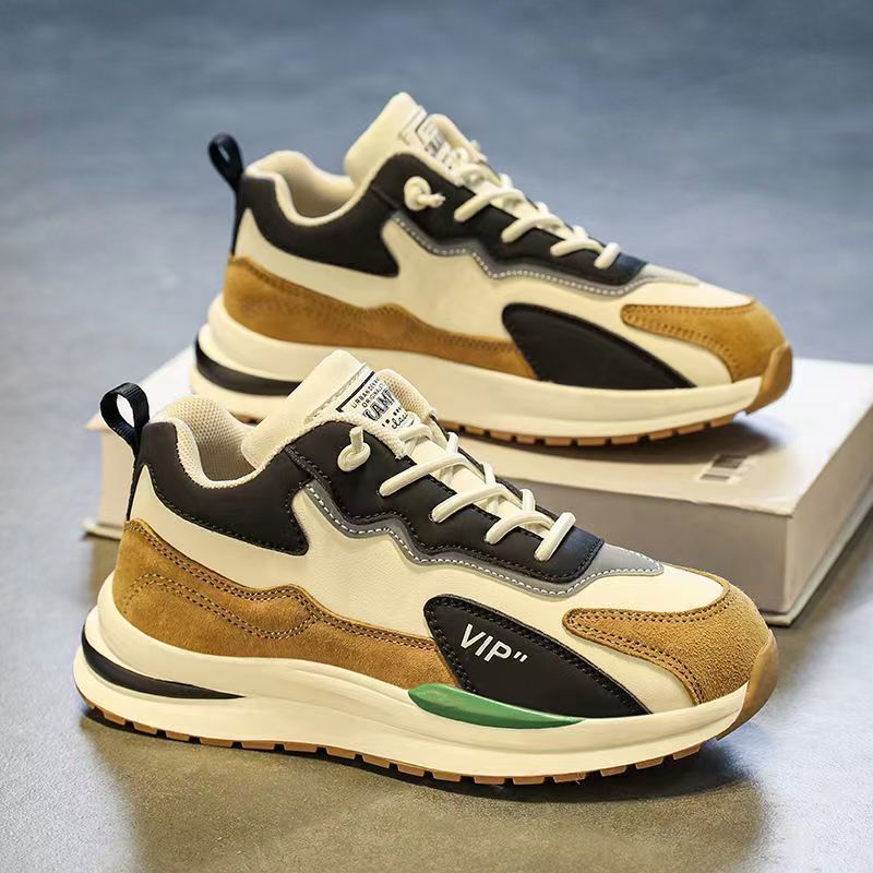 Men's leather sneakers - spring 2025 new collection: casual, youthful, running, chunky sole, dad shoes, trendy ins style