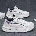 Breathable men's leather running shoes - spring collection, shock-absorbing, soft sole, lightweight, trendy dad shoes for teens and students