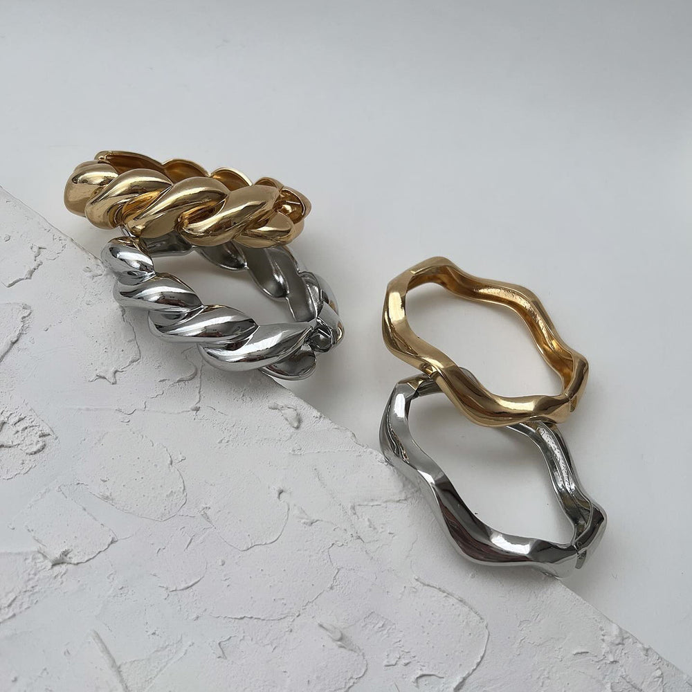 Irregular alloy bracelet wholesale european and american cross-border new jewelry female simple stylish circle electroplated open bracelet