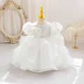 Ready-to-ship new bubble sleeve floral children's formal dress wedding princess gown baby girl party dress kids dress