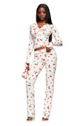 european and american style women's long-sleeved top and shorts set, featuring trendy digital prints, blair-style cuffed joggers, and a two-piece design