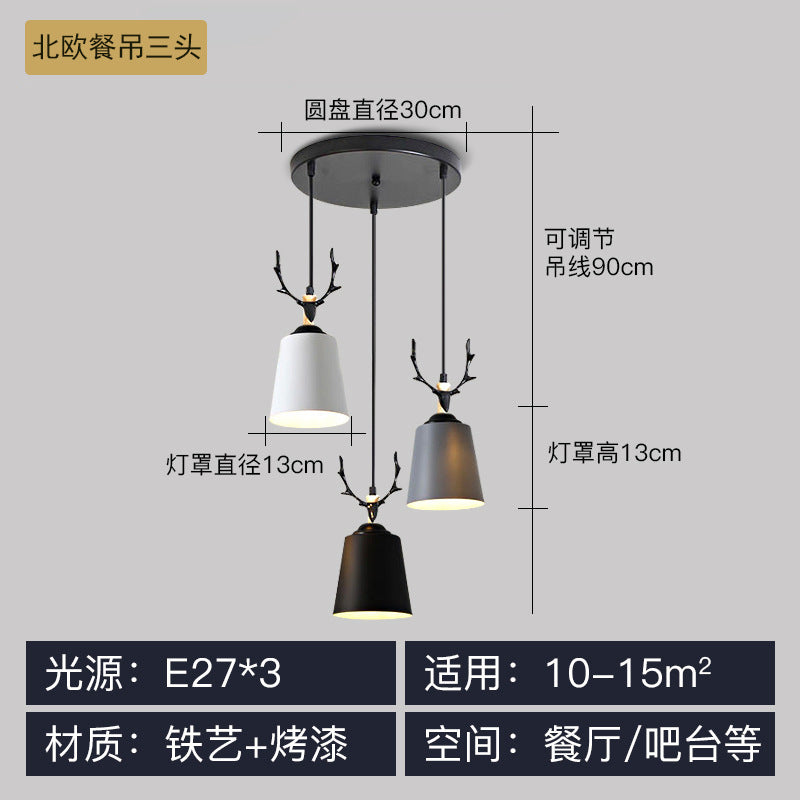 Antlers American Nordic living room dining room bar counter retro lamps creative bar art wrought iron industrial wind chandelier
