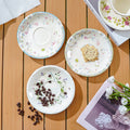Vintage elegant court style ceramic coffee milk cup and saucer set - fresh, delicate afternoon tea, office drinking cup