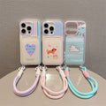 Suitable for apple 16pro creative lanyard card holder mobile phone case iphone11/14 cartoon puppy tpu protective cover