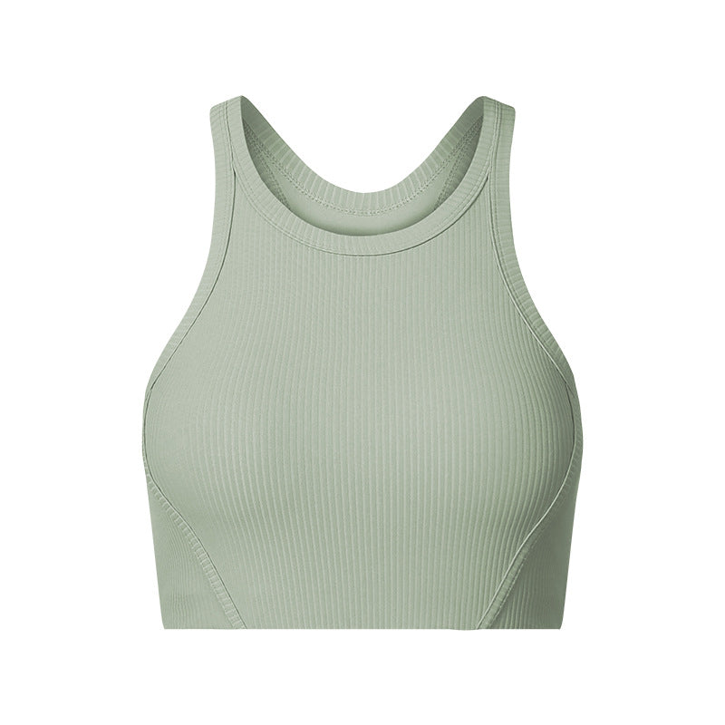 Vertical ribbed high collar elastic comfortable sports intimates high-strength bubble wrap sports bra daw057
