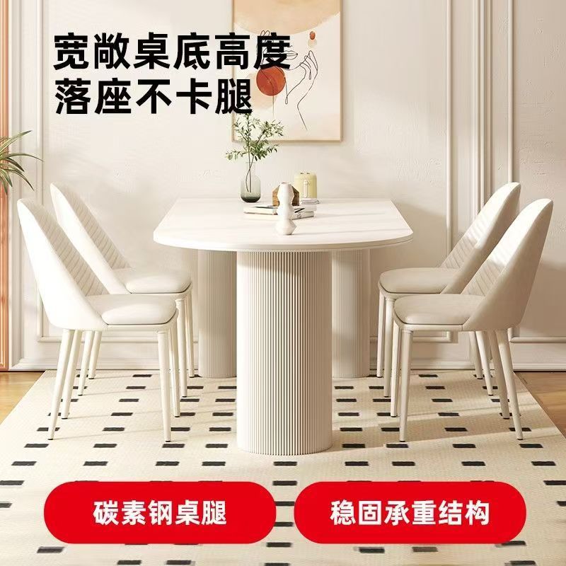 Cream style roman column slate dining table and chair combination casualfor home small apartment island table dining table all-in-one roman column table