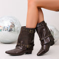 new arrival belt buckle pointed suede low heel trouser boots autumplus sizeretro thick heel knee socks boots for women wholesale