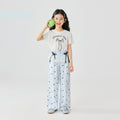Girls' summer short-sleeve and pants set,  new style, kids' bowknot slim-fit two-piece set, comfortable children's clothing