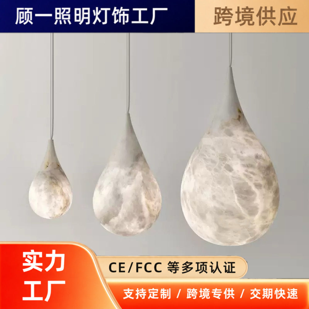 Spanish natural marble teardrop bedside pendant light - designer new minimalist artistic restaurant bar lamp