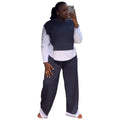 European and american cross-border women's clothing  summer new casual round neck faux two-piece sweatshirt high-waisted wide-leg pants set
