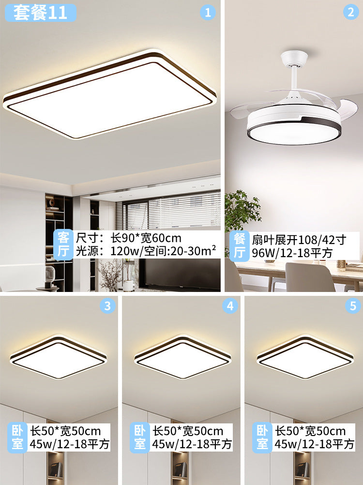 2025 Minimalist style black edge round living room light Zhongshan home improvement lighting whole house package bedroom ceiling light eye protection