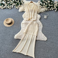 Lazy style cut outknitting skirt two-piece set women's summersense of design silmslimming lookclassy sense work clothingsuit