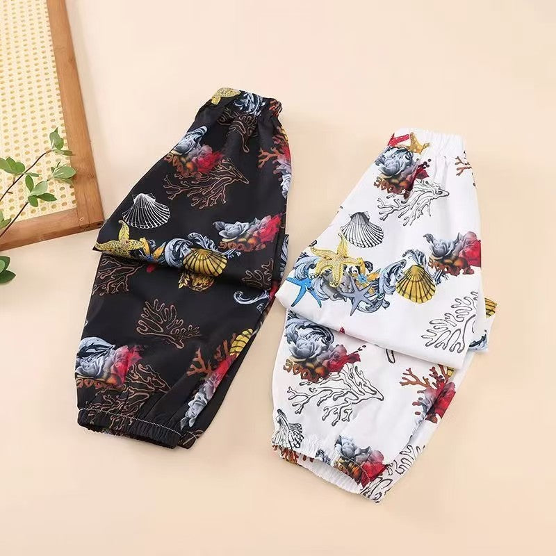 Pantssummer thin summer clothes big kids girls loose style ice silk bloomers summer kids anti-mosquito pants