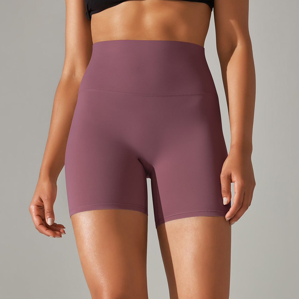 New arrival no awkward line nude high waist yoga pants women's double-sided brushed peach butt tight sports three-quarter pants