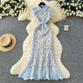 Luxury chic chanel-inspired dress - new autumn collection: french high-end, slimming, hollow-out lace mermaid skirt