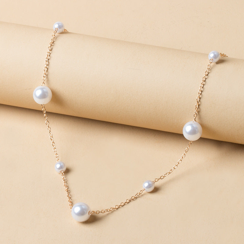 Sweater chain autumn and winter wholesale european and american stylish jewelry women's simple fashion chain niche accessible luxury elegant pearl necklace