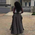 European and american cross-border women's fashion:  summer new arrivals - stylish, high-waisted, slimming, designer striped maxi midi skirt
