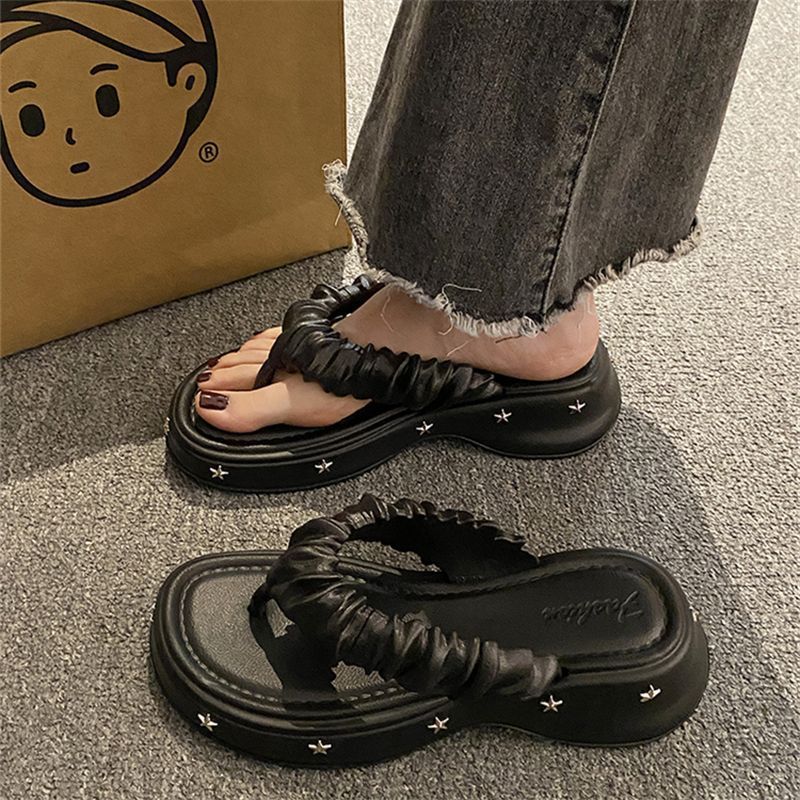 Y2 star flip-flops women's outerwear summer thick sole non-slip heightened flip-flops women's 2024new arrivaleasiest for matchfashion slippers