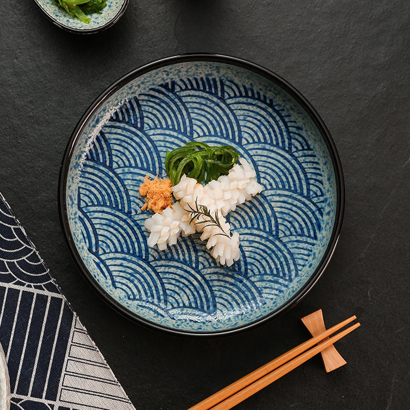 Japanese retro creative restaurant hotel rimmed ceramic western dinner plate deep plate steak plate classic stylish serving plate