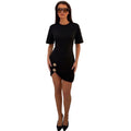 european and american women's clothing  summer new fashion solid color metallic embellished slim fit pleated bodycon mini dress