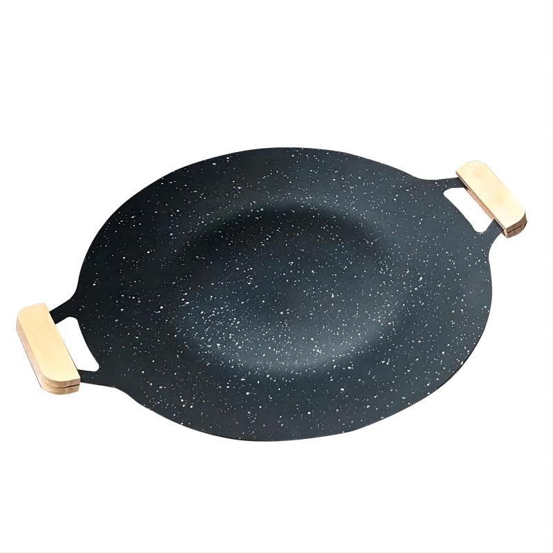 medical stone double-ear baking dish outdoor camping style portable barbecue plate korean style commercial barbecue plate wholesale