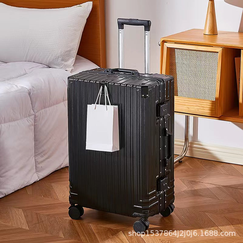 New multi-functional aluminum frame trolley case, men's and women's small fresh suitcase, large capacity universal wheel password boarding case