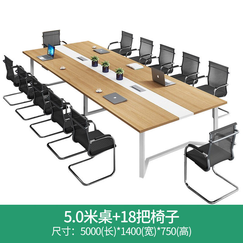 Conference table - modern minimalist office furniture for staff training, meetings, and reception - long table and chair set