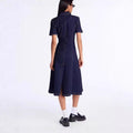 new european and american cross-border  independent station foreign trade short-sleeve turn-down collar casual denim dress for women