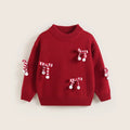 Girls' new year outfit: red sweater, winter knit top, stylish children's sweater,  new year's festive apparel