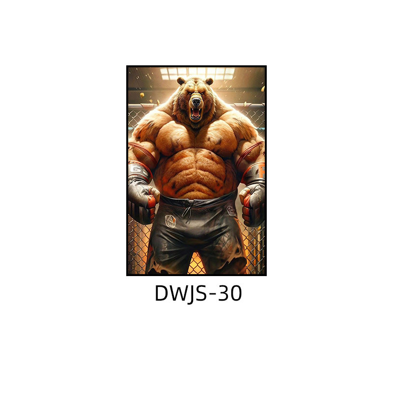 Gym decorative painting industrial style boxing hall hanging painting taekwondo martial arts hall fighting creative animal cartoon mural