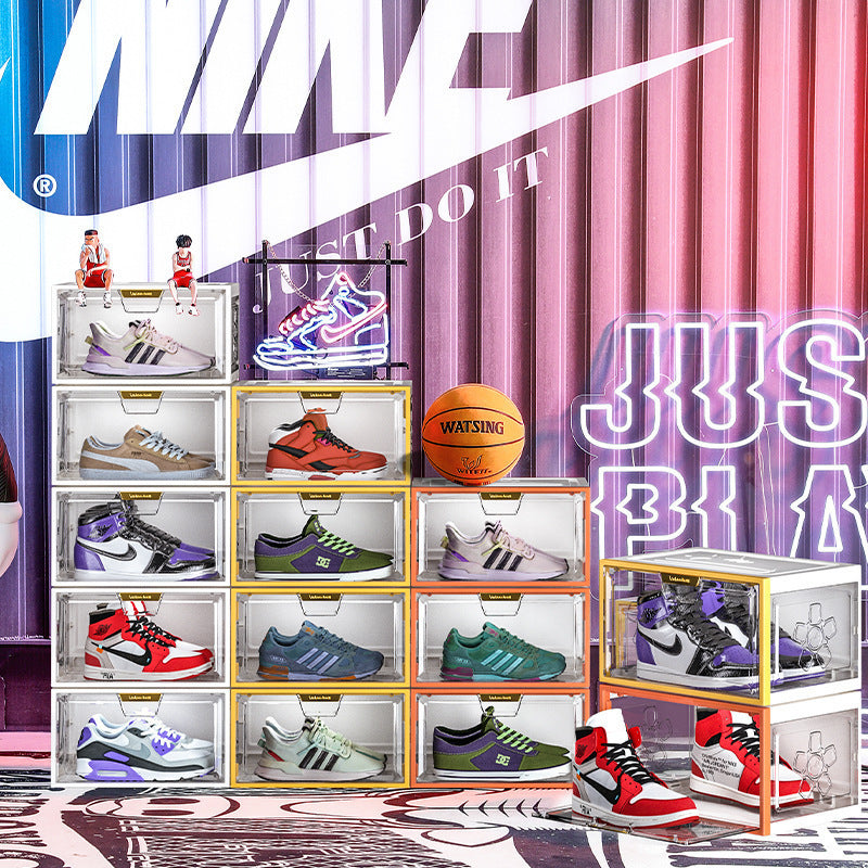 New transparent shoe box pp plastic dustproof and moisture-proof clamshell storage box drawer type can be stacked with a shoe cabinet for delivery.