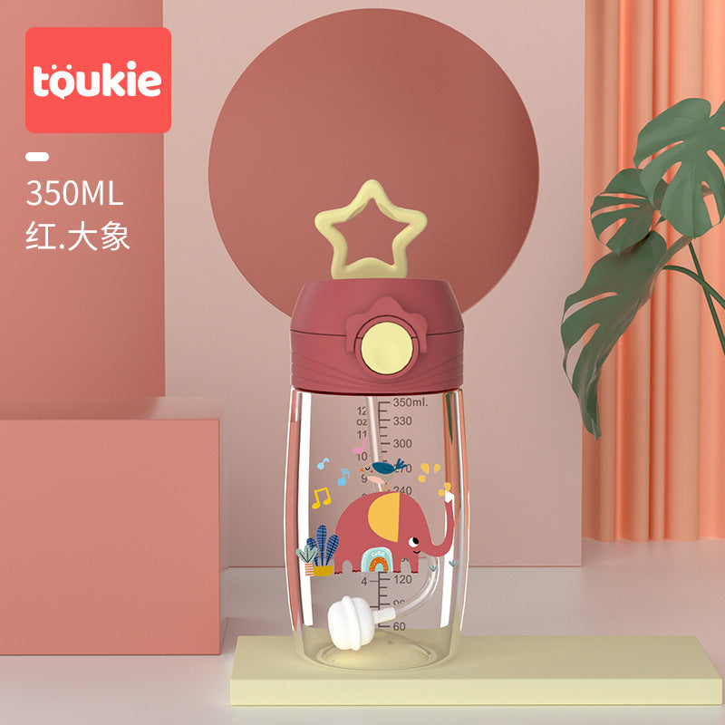 Customized star learning drinking cup, silicone straw cup, baby special straw cup, drinking cup, children's drop-resistant portable kettle