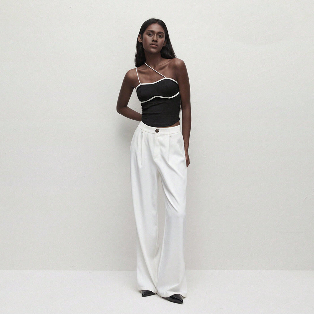 export women's clothing unique sense of design camisole spring and summer sexy one-sided sling sleeveless tops