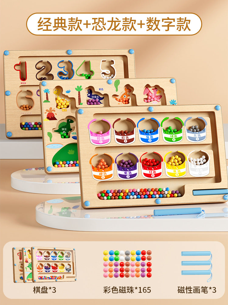 Children's magnetic maze toy set - focus training, pen control, logic thinking, and color recognition educational toy