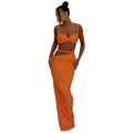 european and american women's clothing  spring/summer new collection: solid color sexy camisole & bodycon mini skirt set
