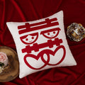 Custom "double happiness" character pillow - chinese style red "囍" character cushion, backrest, bed headboard, sofa cushion cover - wedding bed home decor