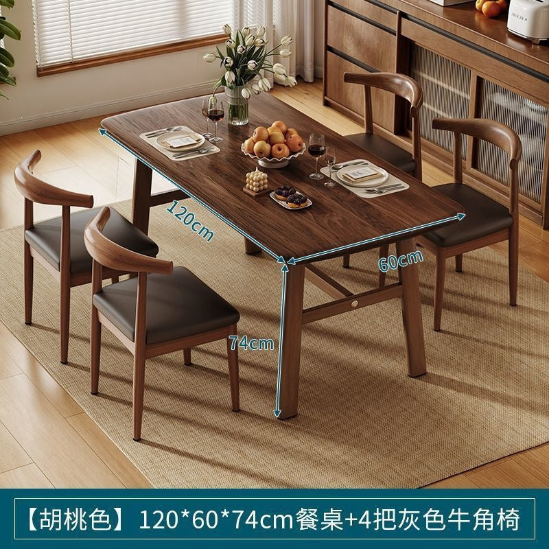 Dining table and chair combination small apartment for home rectangular table and chair commercial breakfast shop dining table and chair fast food restaurant iron horn chair