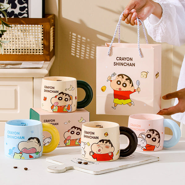 Crayon small new ceramic mug household graduated cup large capacity drinking cup coffee cup ceramic cup holiday gift