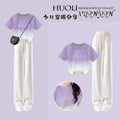 Girls' lightweight summer pants: stylish gradient color  ice silk wide-leg trousers for mid-to-large children's wear