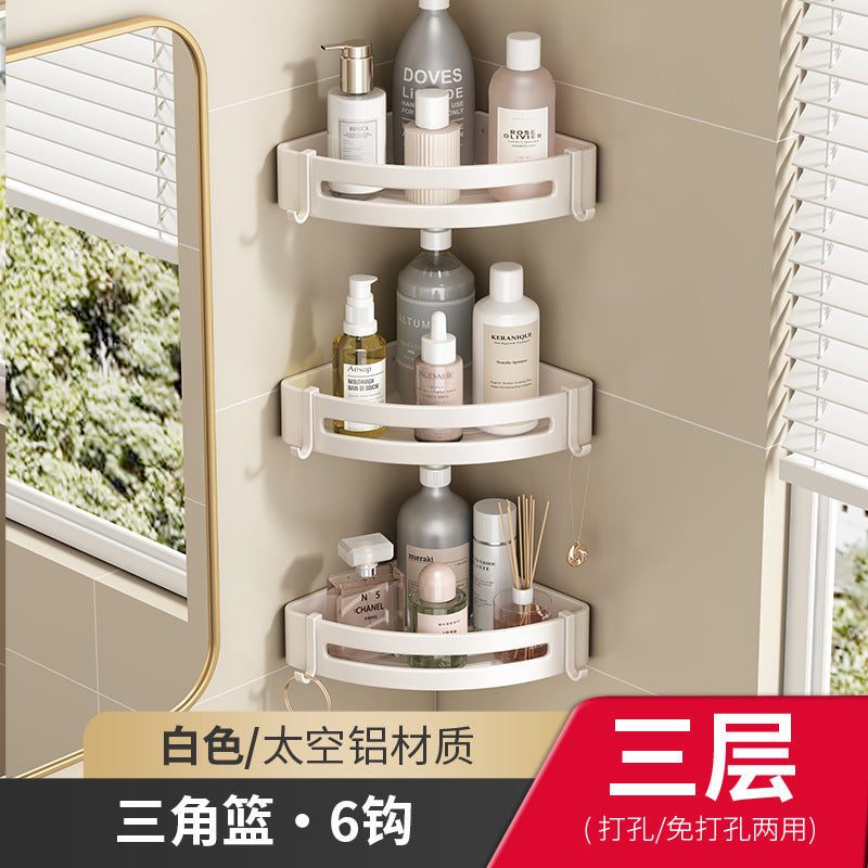 White Toilet Shelf No Punching Triangular Bathroom Toilet Wash Table Wall Mounted Wall Storage Toilet